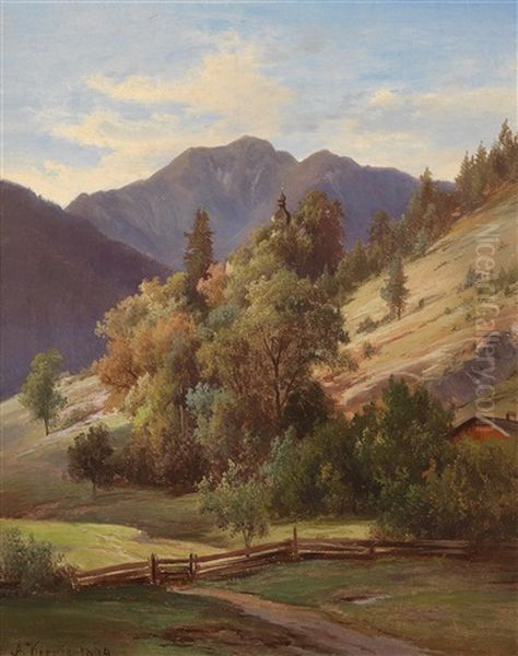Blick Auf Das Ramsaukircherl Bei Berchtesgaden Oil Painting by Alois Kirnig
