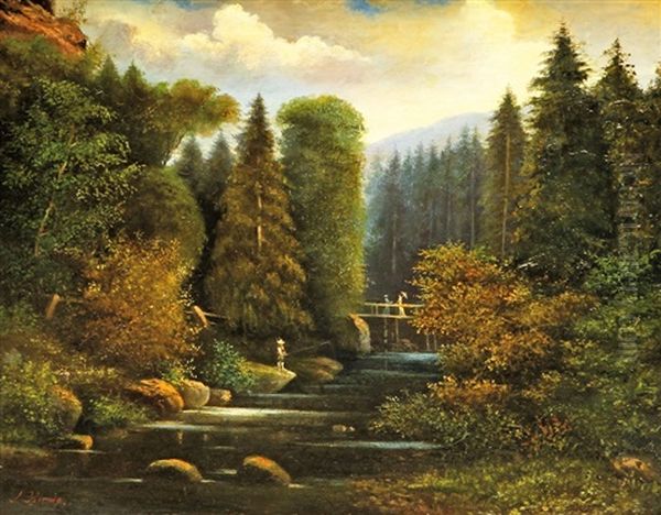 Na Potoce V Lese Oil Painting by Alois Kirnig