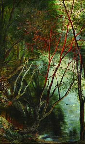 The Path Along The River Oil Painting by Alois Kirnig
