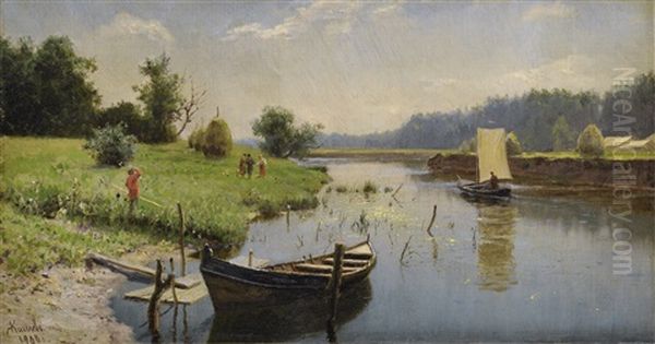 Summer Landscape Oil Painting by Alexander Alexandrovich Kiselev