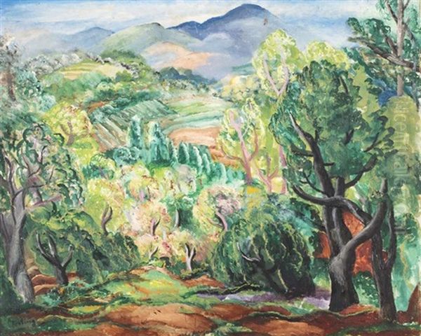 Paysage Mediterraneen Oil Painting by Jean Kisling