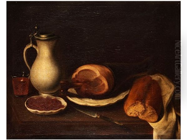 Stilleben Mit Schinken Und Krug Oil Painting by Philipp Heinrich Kisling