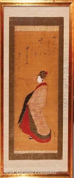 Standing Beauty Oil Painting by Kitagawa Utamaro