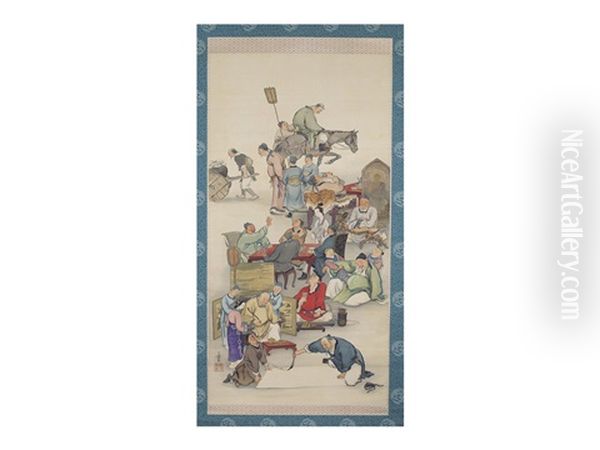 Drinking Hachisen Oil Painting by Rakuten Kitazawa