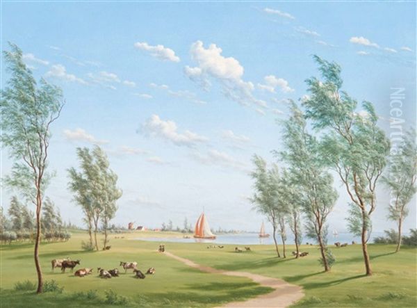 A Summer Breeze Oil Painting by Maxemiliaan Leonard Kitzinger