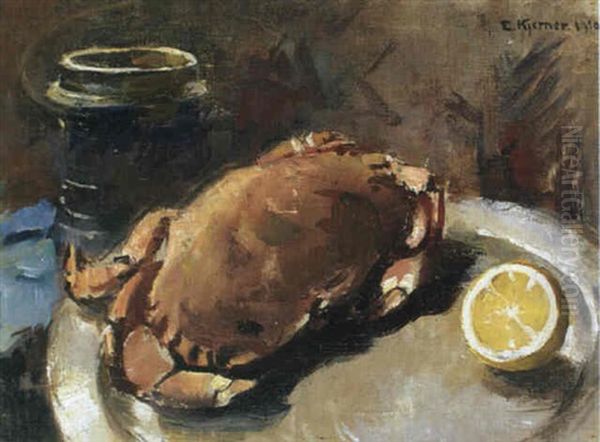 Stilleben Med Krabba Och Citron Oil Painting by Esther Kjerner