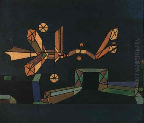 Ankunft Der Luftdrachee Oil Painting by Paul Klee