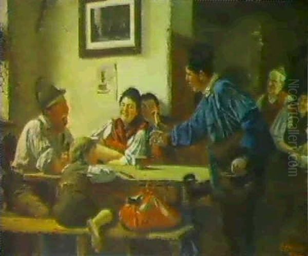 Der Wanderhandler Oil Painting by Theodor Kleehaas