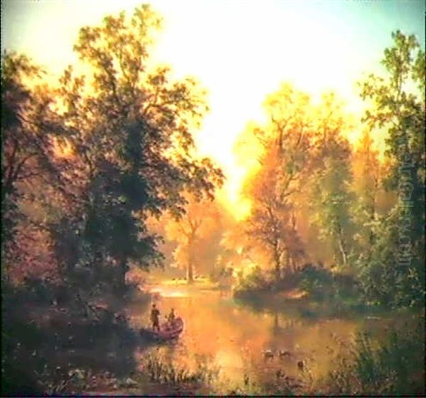Abend Am Weiher Oil Painting by Wilhelm Klein