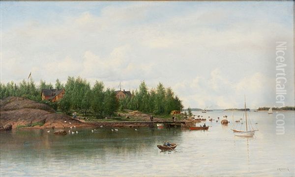 Summer Day At Pihlajasaari, Helsinki Oil Painting by Oskar Conrad Kleineh