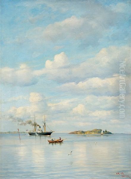 Calm Day At The Sea Oil Painting by Oskar Conrad Kleineh