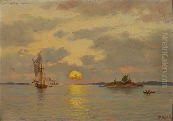 Evening Hour In The Archipelago Oil Painting by Oskar Conrad Kleineh