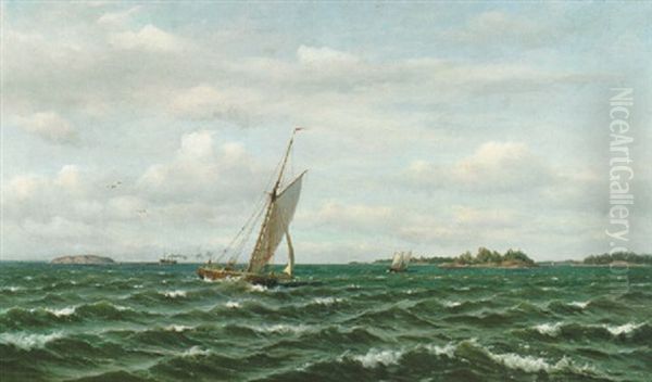 Liikennetta Helsingin Vesilla Oil Painting by Oskar Conrad Kleineh