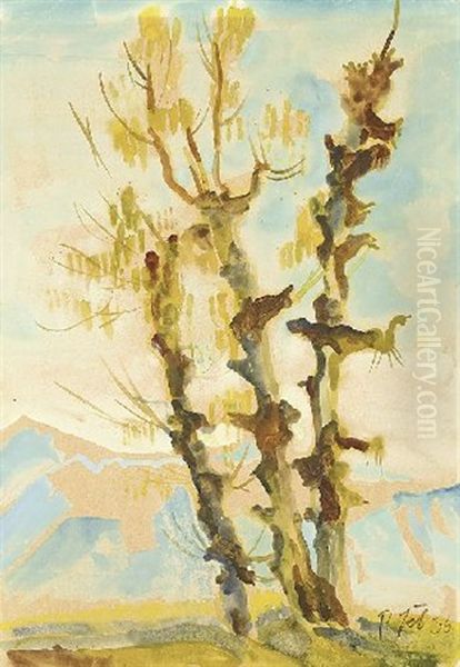 Landschaft Mit Baumen Oil Painting by Paul Kleinschmidt