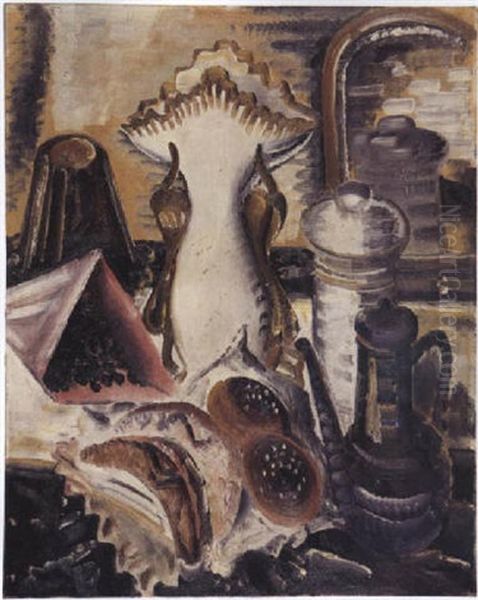 Stilleben Mit Weiser Vase Oil Painting by Paul Kleinschmidt