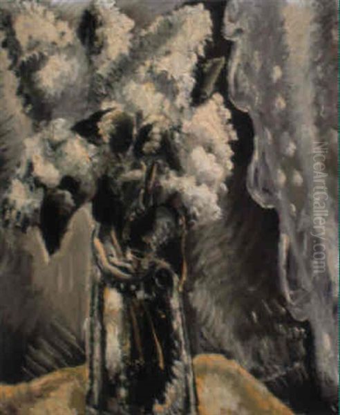 Still Life With Flowers In A Vase On A Yellow Tablecloth Oil Painting by Paul Kleinschmidt