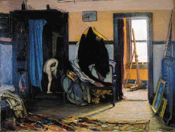 Studio Interior Oil Painting by Joseph Kleitsch