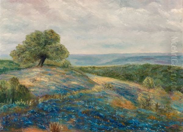 Bluebonnets Haze Oil Painting by Frank Klepper