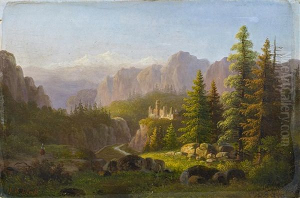 Morgenstimmung Im Gebirge Oil Painting by Willem De Klerk