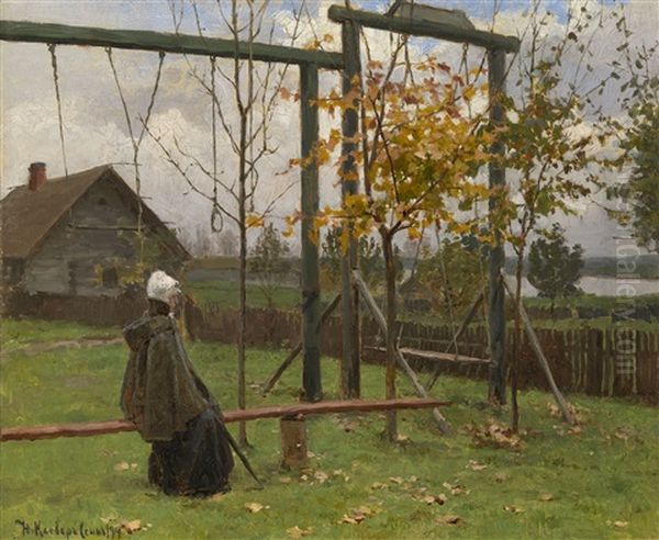 Autumn Twilight Oil Painting by Yuliy Yulevich Klever the Younger