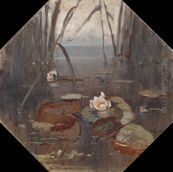 Water Lilies Oil Painting by Yuliy Yulevich (Julius) Klever