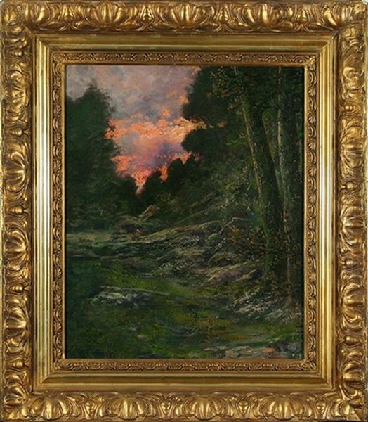 Evening Sunset Oil Painting by Yuliy Yulevich (Julius) Klever