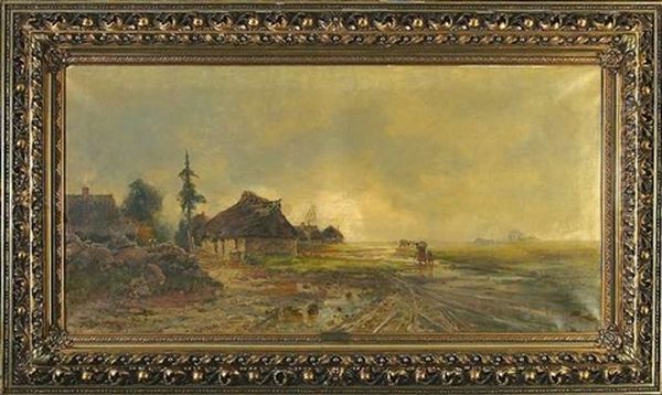 Weite Herbstlandschaft Mit Einem Gehoft Oil Painting by Yuliy Yulevich (Julius) Klever