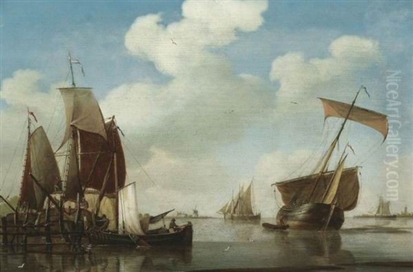 Aufliegende Boote An Der Hollandischen Kuste Oil Painting by David Kleyne