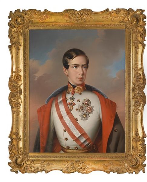 Kaiser Franz Joseph I. Von Osterreich, Portrat Des Jungen Kaisers In Feldmarschallsuniform Mit Ordensschmuck, Ola Uf Oil Painting by Eduard Klieber