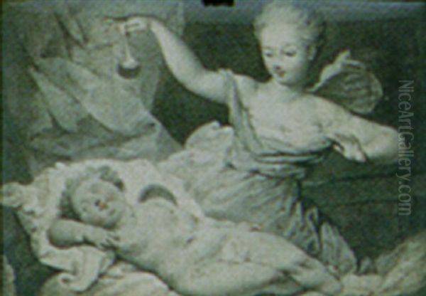 Psyche Eclairant L'amour Endormi Oil Painting by Karl-Gustav Klingstedt