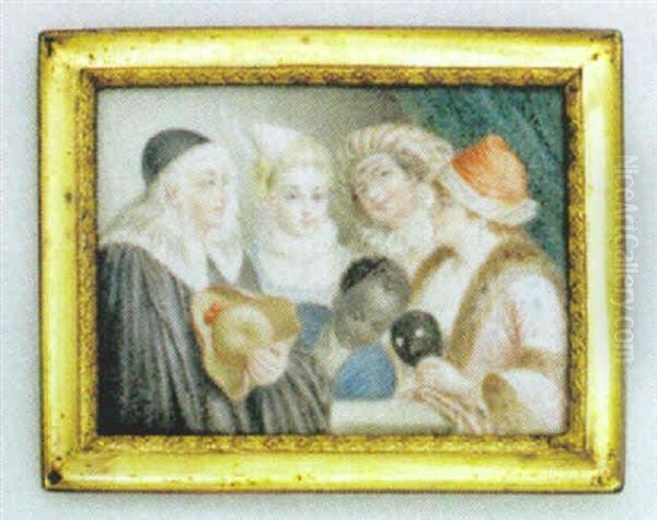 Maskeradscen Oil Painting by Karl-Gustav Klingstedt