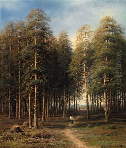In The Forest Oil Painting by Mikhail Konstantinovich Klodt