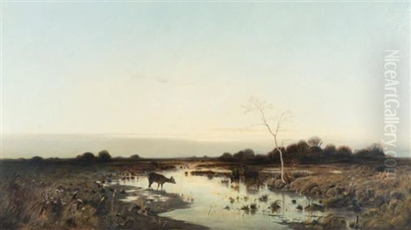 Paysage Aux Biches Oil Painting by Mikhail Konstantinovich Klodt