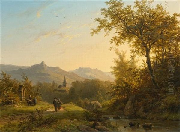 Landschaft Im Rheingau Oil Painting by Johann Bernard Klombeck