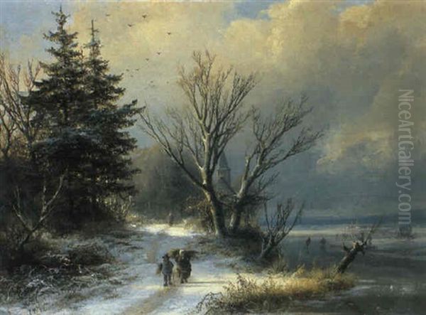 Winterlandschaft Oil Painting by Johann Bernard Klombeck