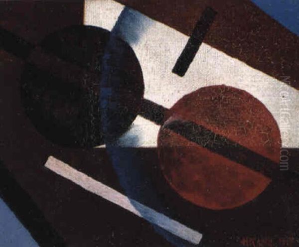 Komposition Mit Schwarzem Und Rotem Kreis Oil Painting by Ivan Vasilievich Klyun