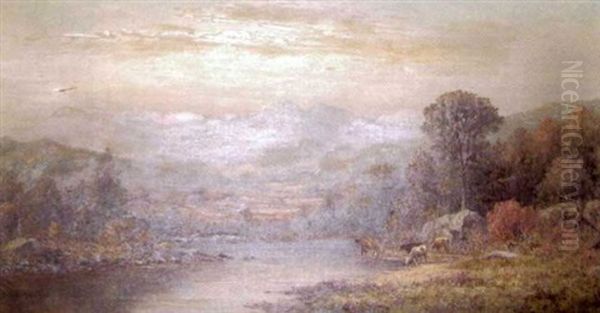 Hudson River Valley Landscape Oil Painting by Charles Wilson Knapp