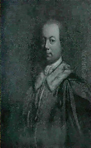 Portrait Of A Gentleman, Said To Be Sir Philip Monkton, Bust Length Wearing Robes Of Office Oil Painting by George Knapton