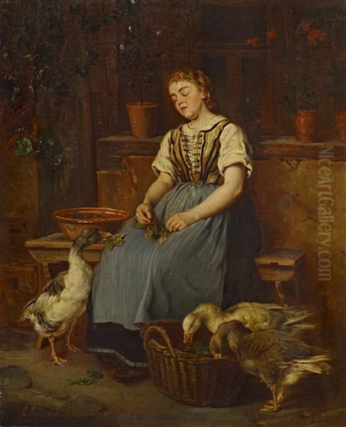 Die Schlummernde Magd Oil Painting by Ludwig Knaus