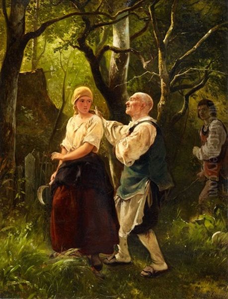 There's No Fool Like An Old Fool Oil Painting by Ludwig Knaus