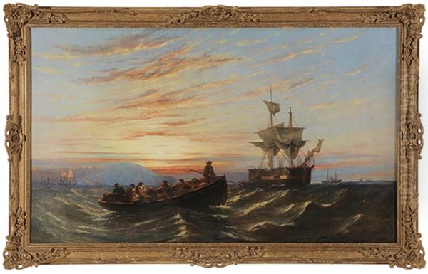 Rowing Out To The Ship Oil Painting by William Adolphus Knell