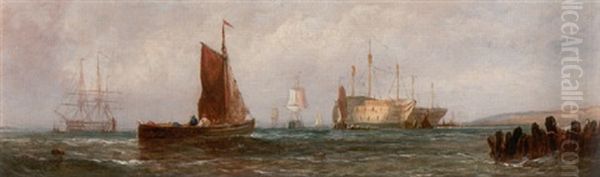 On The River Medway Oil Painting by William Callcott Knell