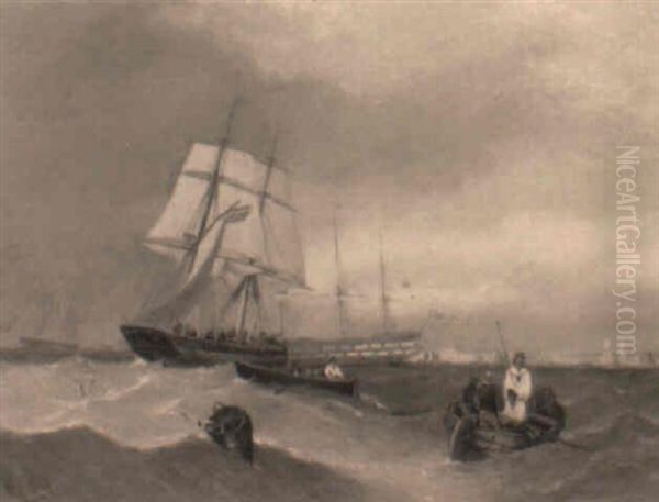 Off Portsmouth Oil Painting by William Callcott Knell