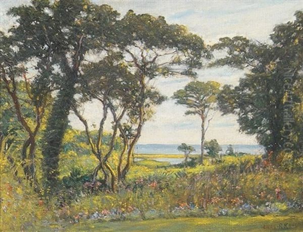 Landscape With Water In The Distance Oil Painting by Charles Robert Knight