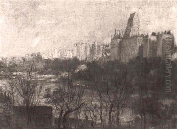 Central Park Oil Painting by Charles Robert Knight