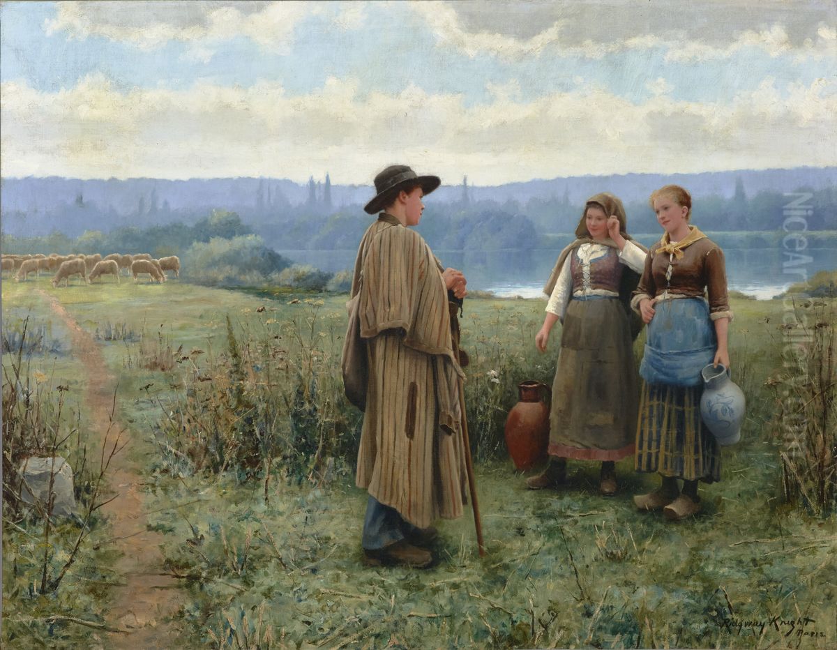 An Idle Moment Oil Painting by Daniel Ridgway Knight