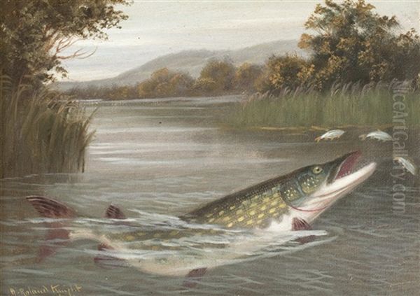 Feeding Time; Minnow Hunting (pair) Oil Painting by Roland Knight