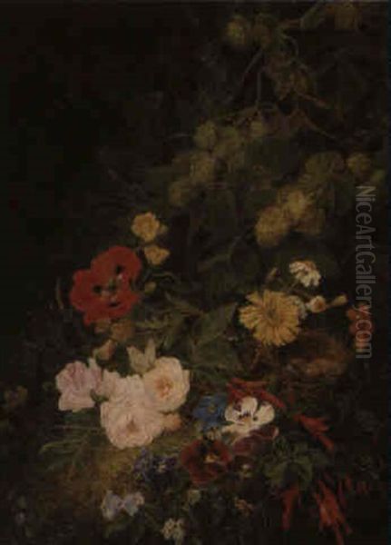 Composition Florale Au Nid Oil Painting by Henriette Gertruide Knip