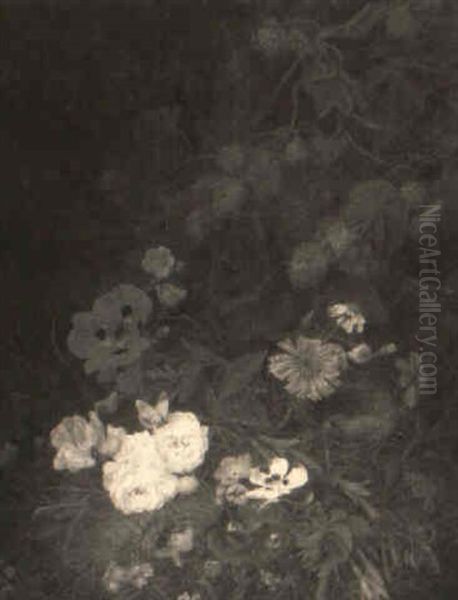 Stilleben Mit Blumen Und Einem Vogelnest Oil Painting by Henriette Gertruide Knip