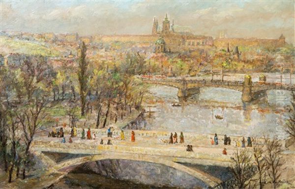 Spring In Prague Oil Painting by Emanuel Knizek